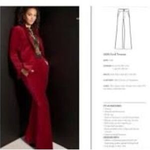 Cabi Limited Edition Ford Trousers in Red Velvet - Size 8L